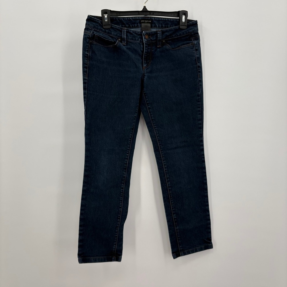 Ann Taylor Modern Straight Leg Ankle Jeans Dark Indigo Blue Size 4 70166